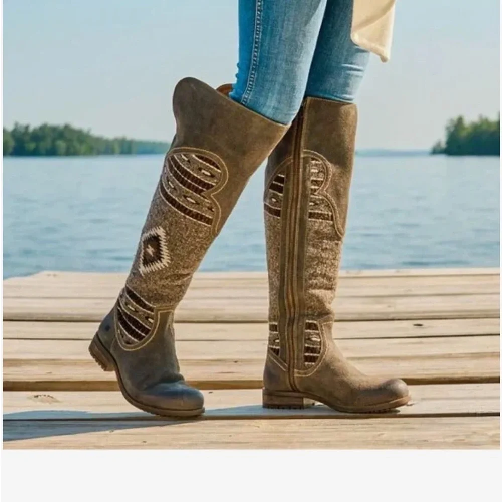 Born Brown and Gray Over the Knee Boots NWT. CG